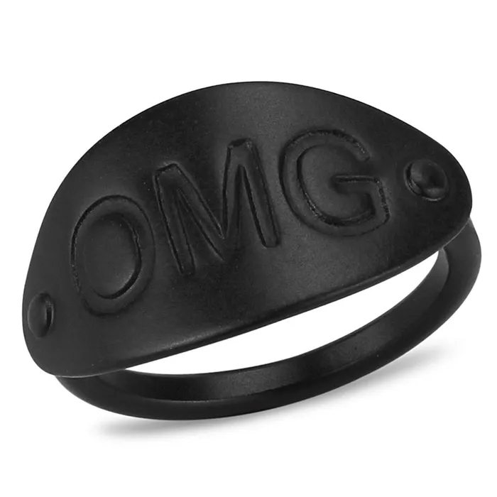 Rings LO4242 Ruthenium Brass Ring with No Stone Alamode