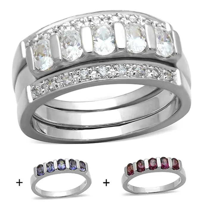 Rings LOS748 Silver 925 Sterling Silver Ring with AAA Grade CZ in Multi Color Alamode Rings LOS748 Silver 925 Sterling Silver Ring with AAA Grade CZ in Multi Color Alamode