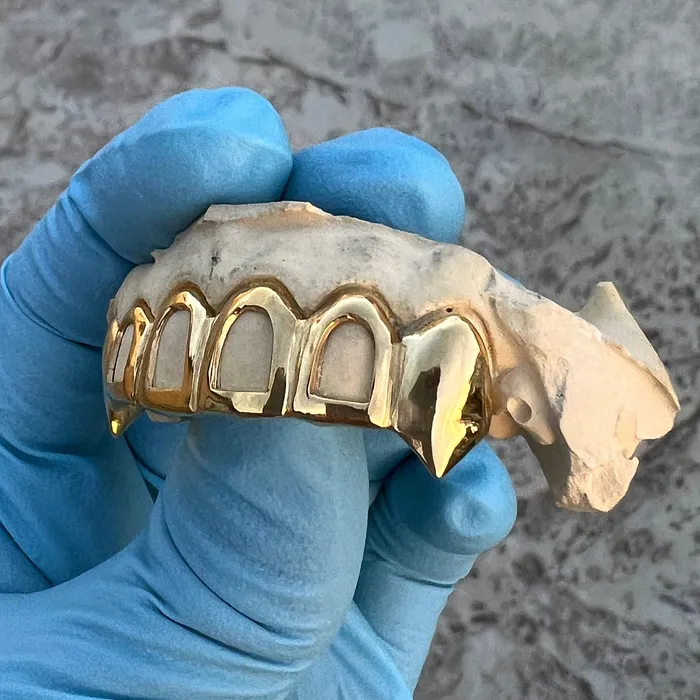 Rings Real 14K Gold FourOpen Face Vampire Fang Custom Grillz Bling Cartel Admin