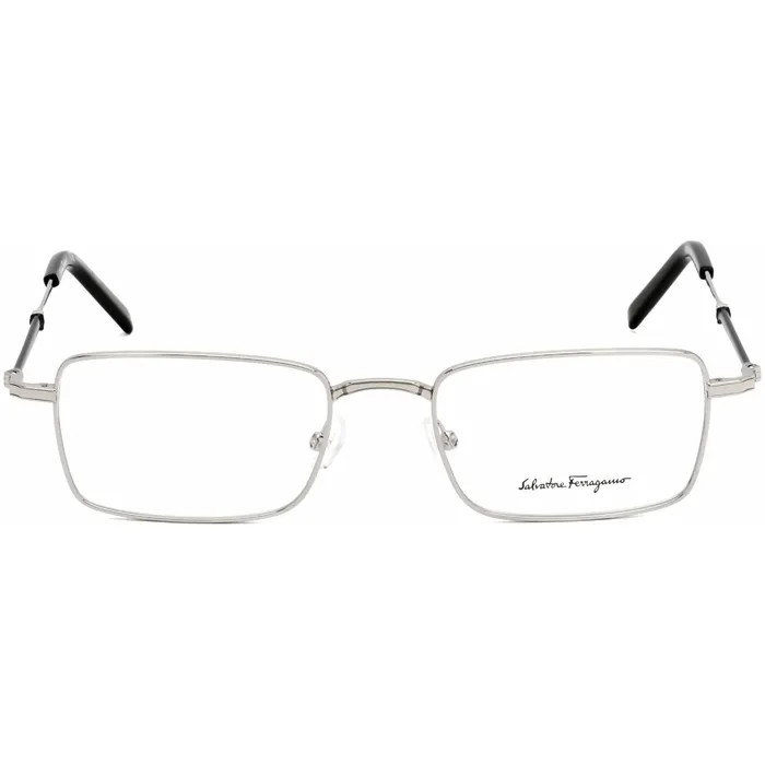 Rings Salvatore Ferragamo Salvatore Ferragamo Mens Eyeglasses Full Rim Shiny Silver Metal Frame SF2212 045