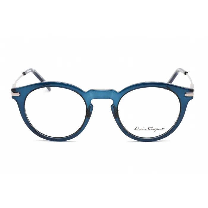 Rings Salvatore Ferragamo Salvatore Ferragamo Mens Eyeglasses Round Crystal Navy Plastic Frame SF2906 420