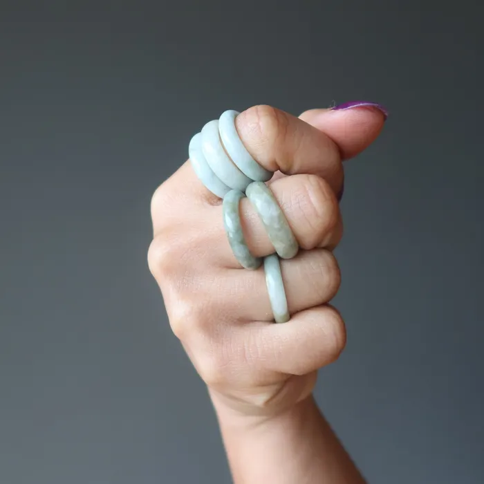 Rings Satin Crystals Jade Ring Real Green Jadeite Good Fortune Crystal