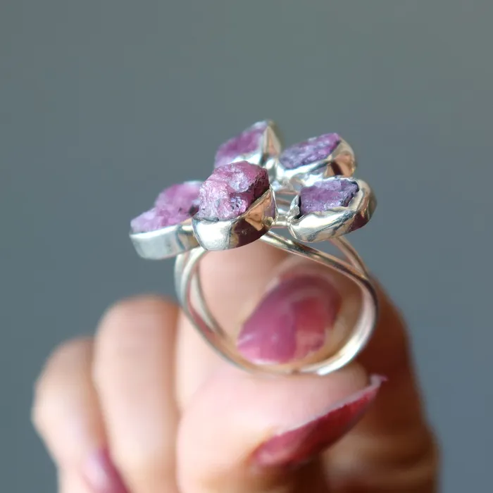 Rings Satin Crystals Pink Tourmaline Ring Orchid Sterling Silver Size 95