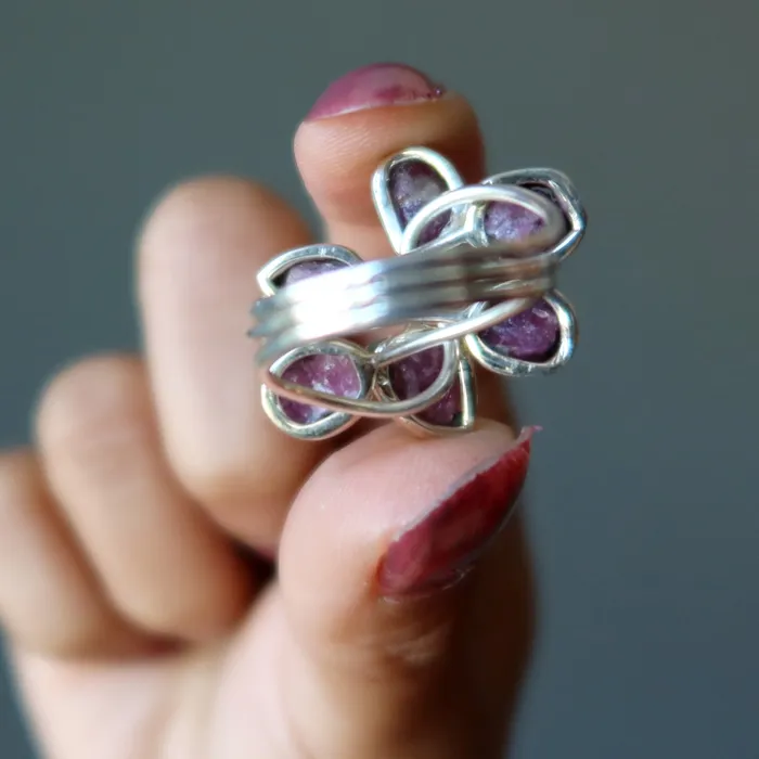 Rings Satin Crystals Pink Tourmaline Ring Orchid Sterling Silver Size 95