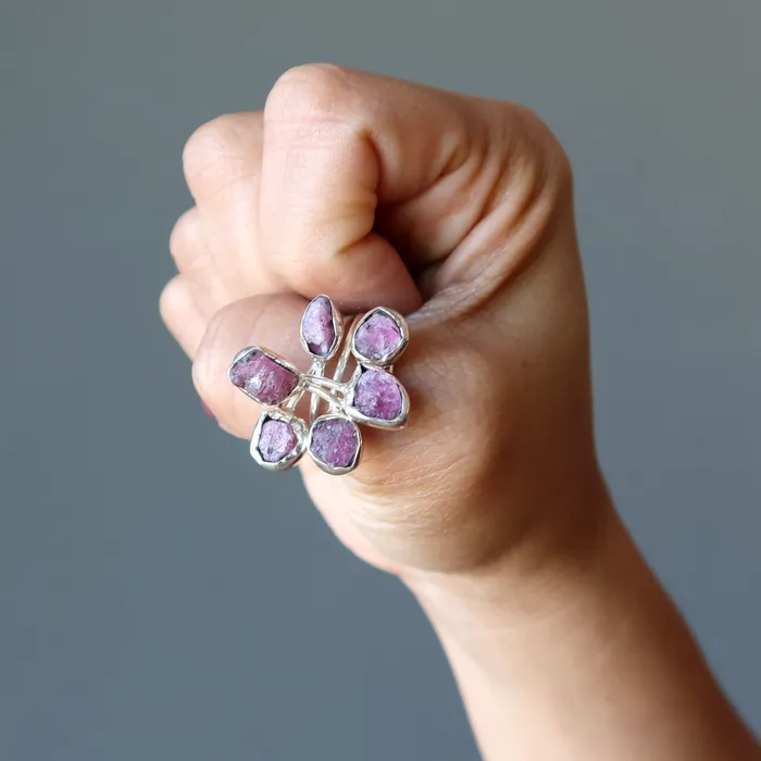Rings Satin Crystals Pink Tourmaline Ring Orchid Sterling Silver Size 95