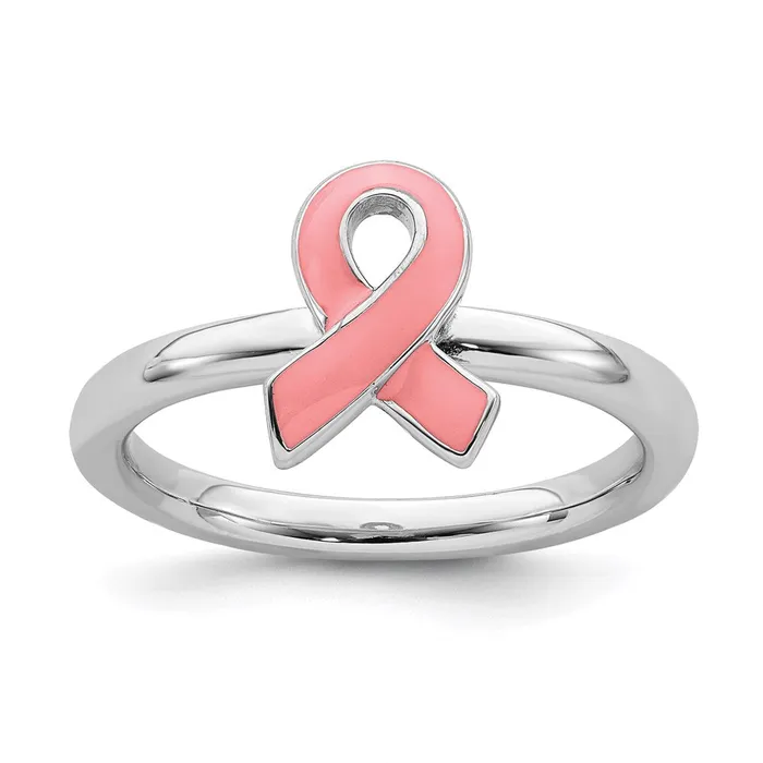 Rings Stackable Expressions Sterling Silver Stackable Expressions Pink Enameled Awareness Ribbon Ring QSK948 Rings Stackable Expressions Sterling Silver Stackable Expressions Pink Enameled Awareness Ribbon Ring QSK948