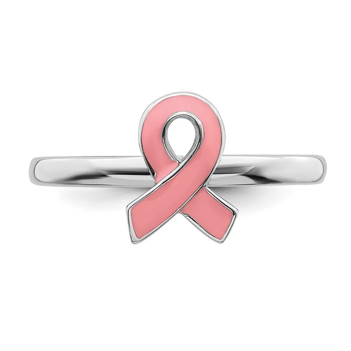 Rings Stackable Expressions Sterling Silver Stackable Expressions Pink Enameled Awareness Ribbon Ring QSK948 Rings Stackable Expressions Sterling Silver Stackable Expressions Pink Enameled Awareness Ribbon Ring QSK948