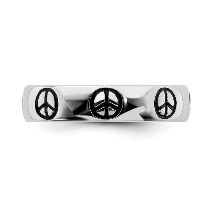 Rings Stackable Expressions Sterling Silver Stackable Expressions Polished Enameled Peace Sign Ring QSK104 Rings Stackable Expressions Sterling Silver Stackable Expressions Polished Enameled Peace Sign Ring QSK104