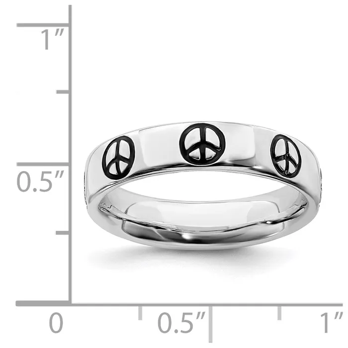 Rings Stackable Expressions Sterling Silver Stackable Expressions Polished Enameled Peace Sign Ring QSK104 Rings Stackable Expressions Sterling Silver Stackable Expressions Polished Enameled Peace Sign Ring QSK104
