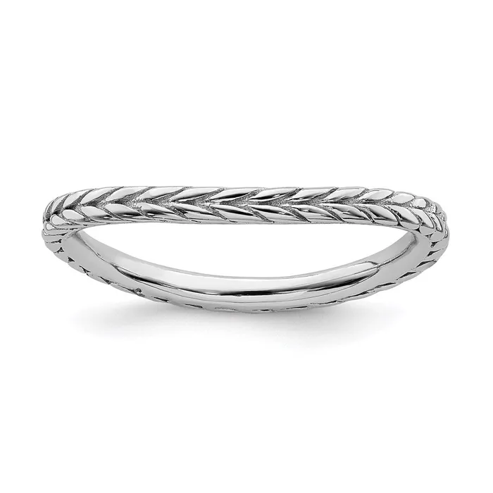 Rings Stackable Expressions Sterling Silver Stackable Expressions Polished Rhodiumplated Wave Ring QSK672 Rings Stackable Expressions Sterling Silver Stackable Expressions Polished Rhodiumplated Wave Ring QSK672