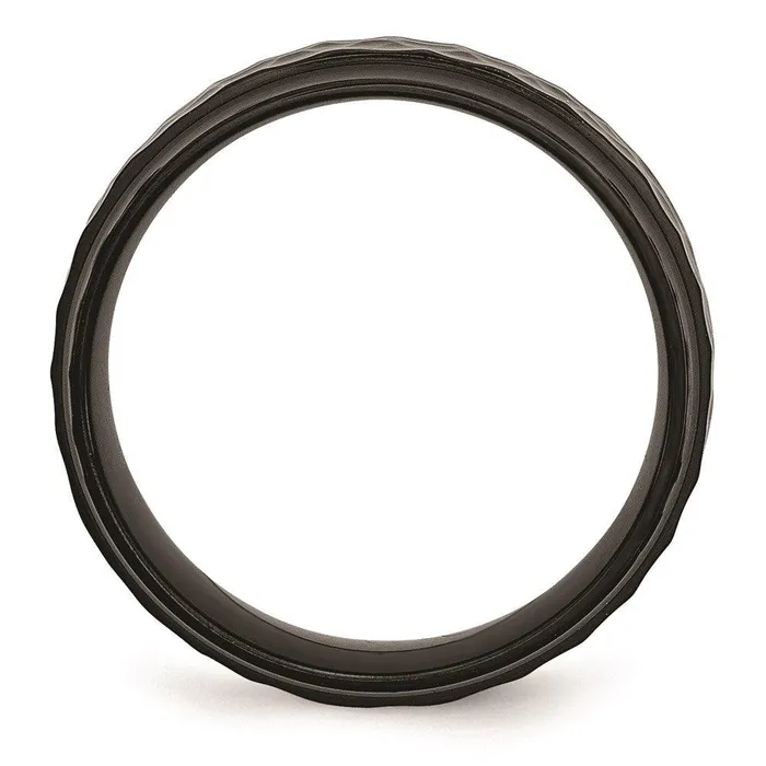 Rings Stainless Steel 8mm Black IPplated HammeredPolished Beveled Edge Band Chisel Rings Stainless Steel 8mm Black IPplated HammeredPolished Beveled Edge Band Chisel