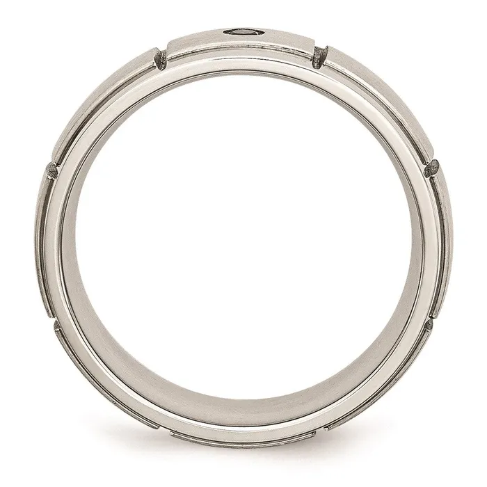 Rings Stainless Steel PolishedBrushed Diamond Band SR408 Chisel Rings Stainless Steel PolishedBrushed Diamond Band SR408 Chisel