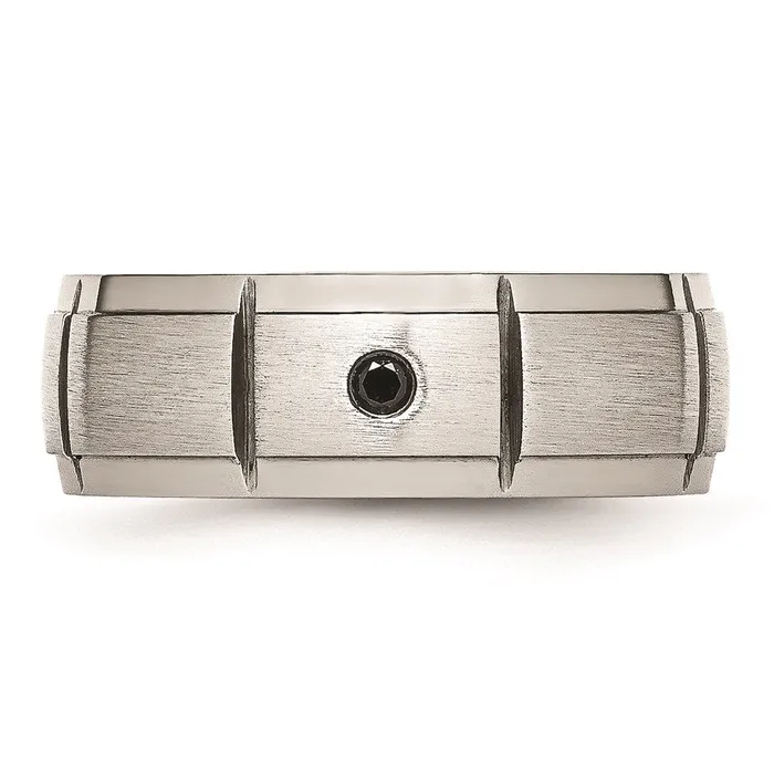 Rings Stainless Steel PolishedBrushed Diamond Band SR408 Chisel Rings Stainless Steel PolishedBrushed Diamond Band SR408 Chisel