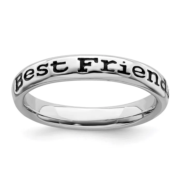 Rings Sterling Silver Stackable Expressions Polished Enameled Friends Ring QSK997 Stackable Expressions Rings Sterling Silver Stackable Expressions Polished Enameled Friends Ring QSK997 Stackable Expressions