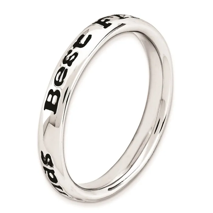 Rings Sterling Silver Stackable Expressions Polished Enameled Friends Ring QSK997 Stackable Expressions Rings Sterling Silver Stackable Expressions Polished Enameled Friends Ring QSK997 Stackable Expressions