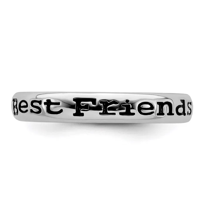 Rings Sterling Silver Stackable Expressions Polished Enameled Friends Ring QSK997 Stackable Expressions Rings Sterling Silver Stackable Expressions Polished Enameled Friends Ring QSK997 Stackable Expressions