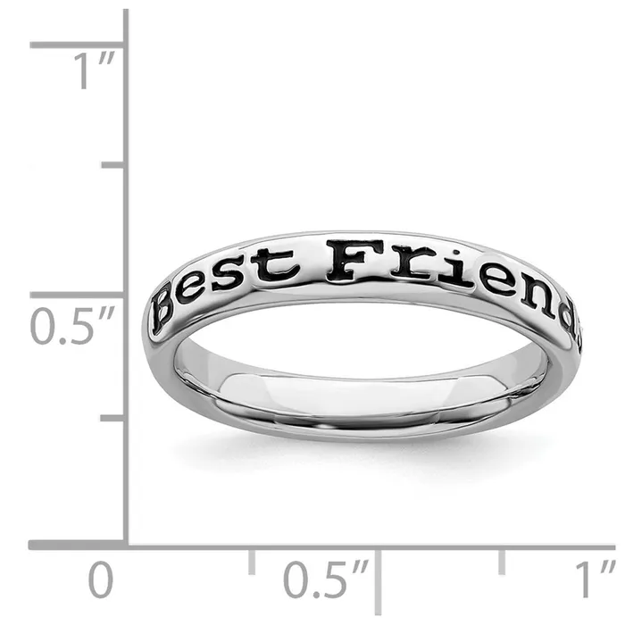 Rings Sterling Silver Stackable Expressions Polished Enameled Friends Ring QSK997 Stackable Expressions Rings Sterling Silver Stackable Expressions Polished Enameled Friends Ring QSK997 Stackable Expressions