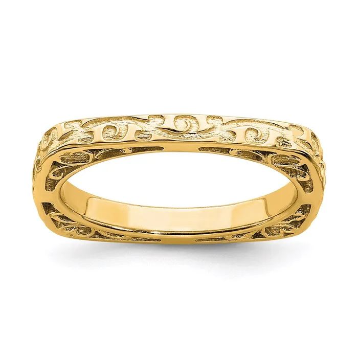 Rings Sterling Silver Stackable Expressions Polished Goldplated Square Ring QSK754 Stackable Expressions Rings Sterling Silver Stackable Expressions Polished Goldplated Square Ring QSK754 Stackable Expressions