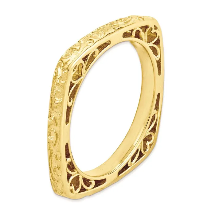 Rings Sterling Silver Stackable Expressions Polished Goldplated Square Ring QSK754 Stackable Expressions Rings Sterling Silver Stackable Expressions Polished Goldplated Square Ring QSK754 Stackable Expressions