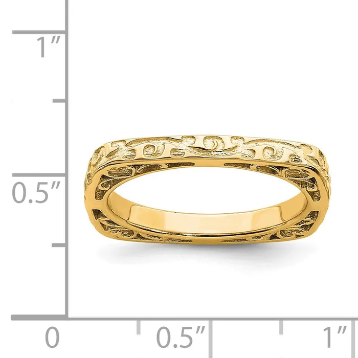 Rings Sterling Silver Stackable Expressions Polished Goldplated Square Ring QSK754 Stackable Expressions Rings Sterling Silver Stackable Expressions Polished Goldplated Square Ring QSK754 Stackable Expressions