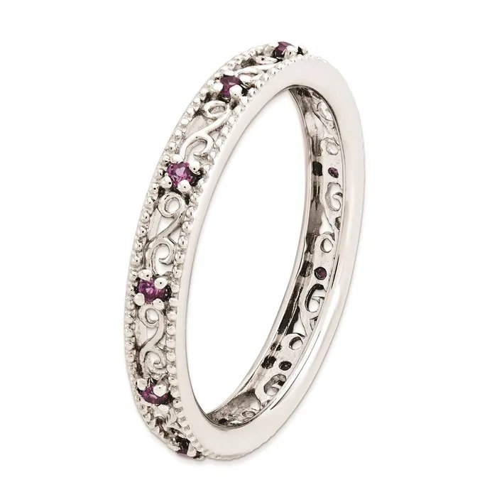 Rings Sterling Silver Stackable Expressions Rhodolite Garnet Ring QSK1487 Stackable Expressions Rings Sterling Silver Stackable Expressions Rhodolite Garnet Ring QSK1487 Stackable Expressions
