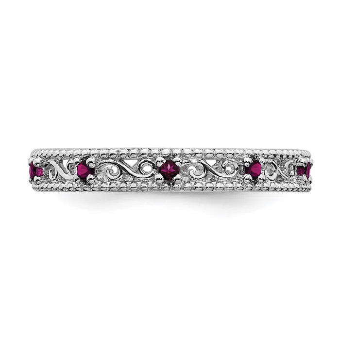 Rings Sterling Silver Stackable Expressions Rhodolite Garnet Ring QSK1487 Stackable Expressions Rings Sterling Silver Stackable Expressions Rhodolite Garnet Ring QSK1487 Stackable Expressions