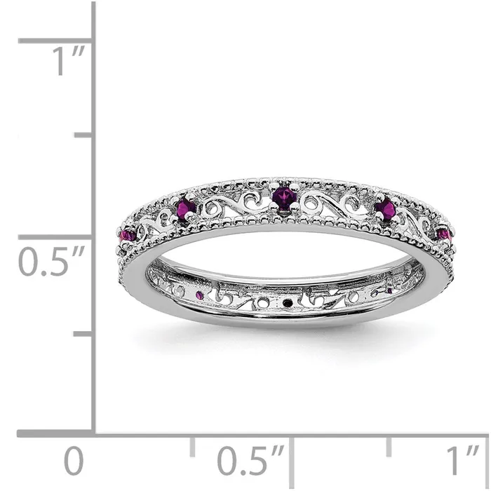 Rings Sterling Silver Stackable Expressions Rhodolite Garnet Ring QSK1487 Stackable Expressions Rings Sterling Silver Stackable Expressions Rhodolite Garnet Ring QSK1487 Stackable Expressions