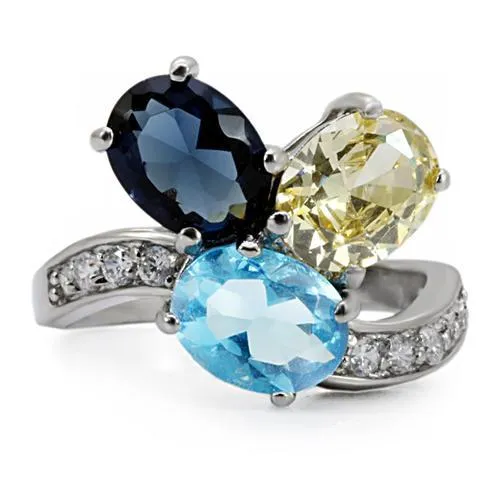Rings TK094 High polished no plating Stainless Steel Ring with Synthetic Synthetic Glass in Multi Color Alamode