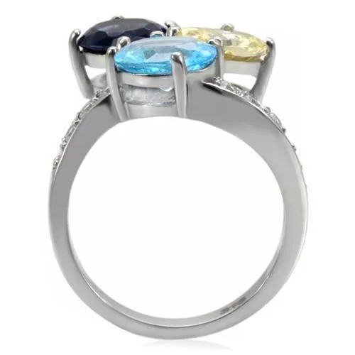 Rings TK094 High polished no plating Stainless Steel Ring with Synthetic Synthetic Glass in Multi Color Alamode