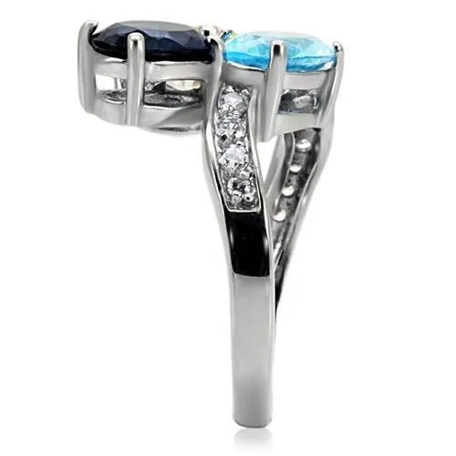 Rings TK094 High polished no plating Stainless Steel Ring with Synthetic Synthetic Glass in Multi Color Alamode