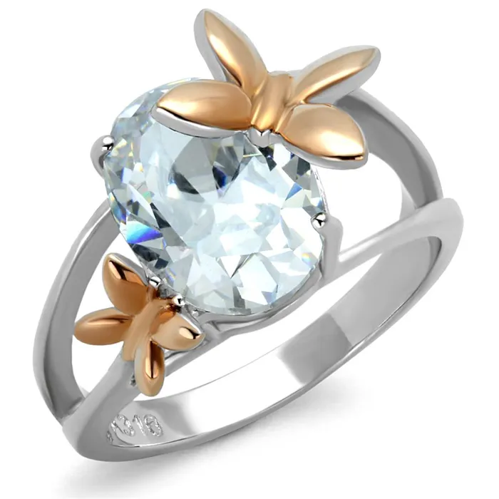 Rings TK2135 TwoTone IP Rose Gold Stainless Steel Ring with AAA Grade CZ in Clear Alamode Rings TK2135 TwoTone IP Rose Gold Stainless Steel Ring with AAA Grade CZ in Clear Alamode