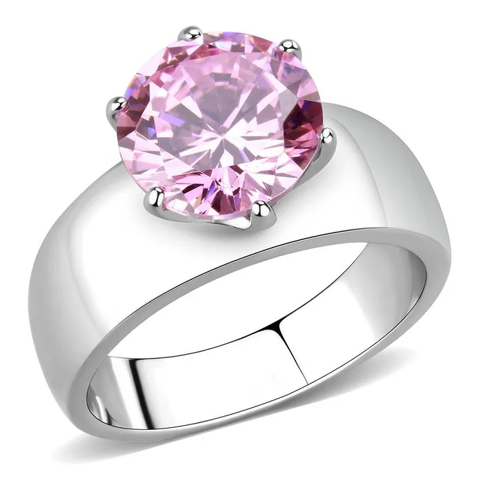 Rings TK52010 High polished no plating Stainless Steel Ring with AAA Grade CZ in Rose Alamode Rings TK52010 High polished no plating Stainless Steel Ring with AAA Grade CZ in Rose Alamode