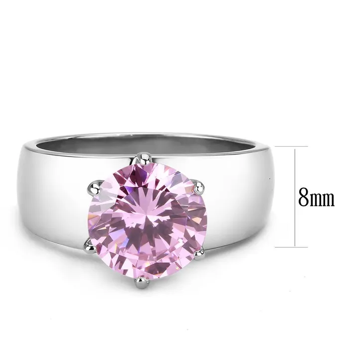 Rings TK52010 High polished no plating Stainless Steel Ring with AAA Grade CZ in Rose Alamode