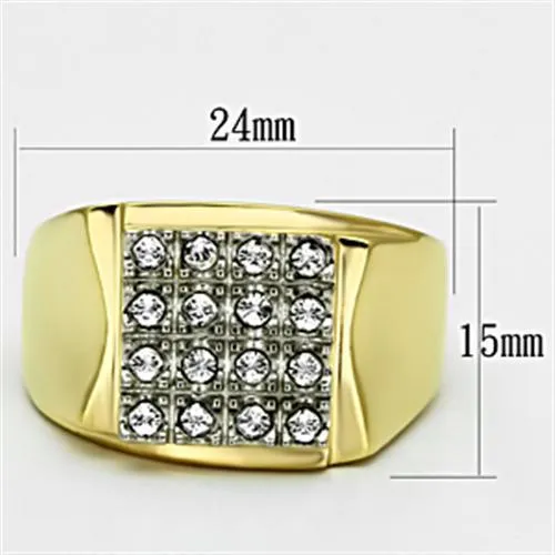 Rings TK751 TwoTone IP Gold Ion Plating Stainless Steel Ring with Top Grade Crystal in Clear Alamode