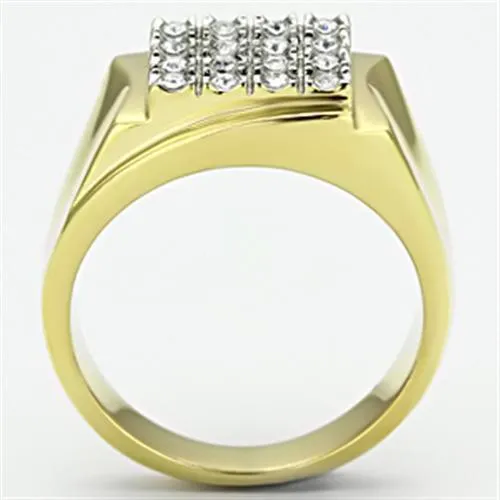 Rings TK751 TwoTone IP Gold Ion Plating Stainless Steel Ring with Top Grade Crystal in Clear Alamode