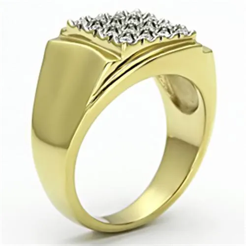 Rings TK751 TwoTone IP Gold Ion Plating Stainless Steel Ring with Top Grade Crystal in Clear Alamode