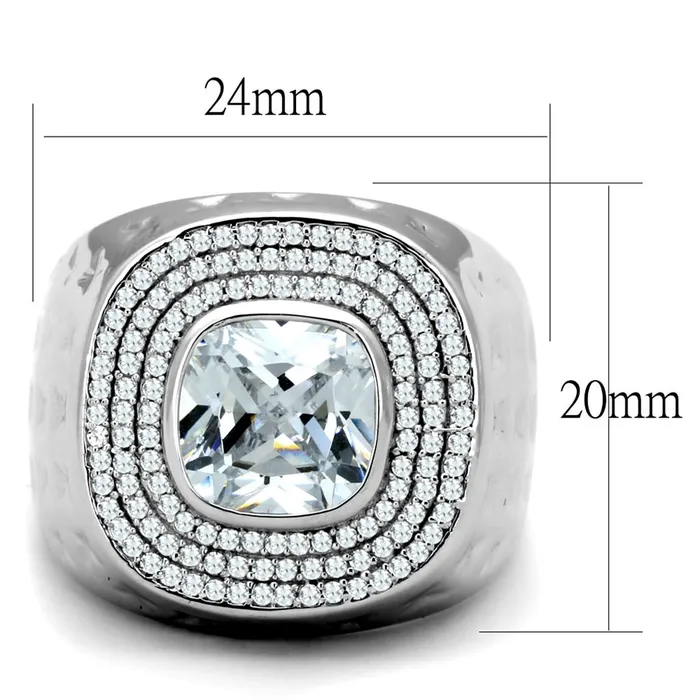 Rings TS231 Rhodium 925 Sterling Silver Ring with AAA Grade CZ in Clear Alamode