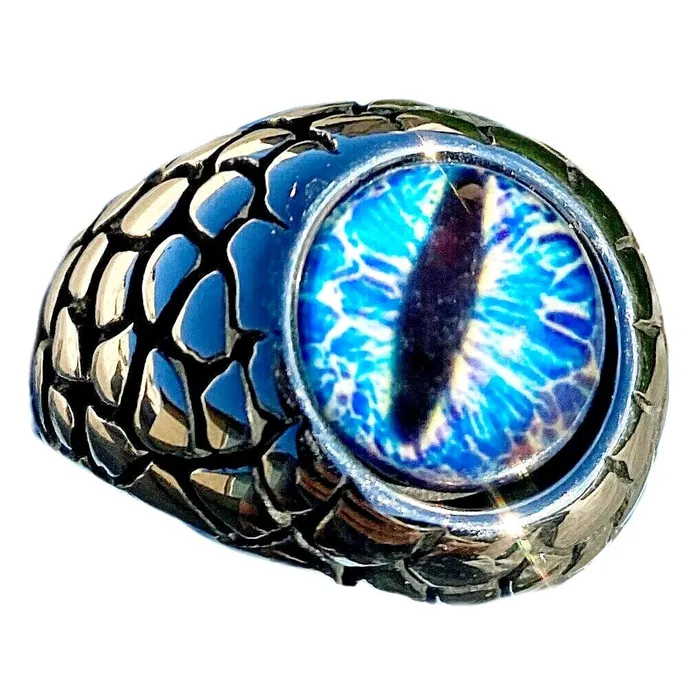 Rings Vivi Blue Reptile Eye Ring Snake Dinosaur Dragon Cat Lizard Stainless Steel Rings Vivi Blue Reptile Eye Ring Snake Dinosaur Dragon Cat Lizard Stainless Steel