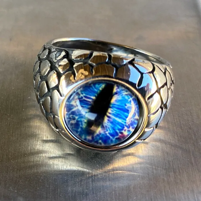 Rings Vivi Blue Reptile Eye Ring Snake Dinosaur Dragon Cat Lizard Stainless Steel Rings Vivi Blue Reptile Eye Ring Snake Dinosaur Dragon Cat Lizard Stainless Steel