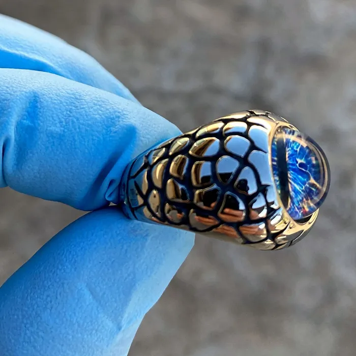 Rings Vivi Blue Reptile Eye Ring Snake Dinosaur Dragon Cat Lizard Stainless Steel Rings Vivi Blue Reptile Eye Ring Snake Dinosaur Dragon Cat Lizard Stainless Steel
