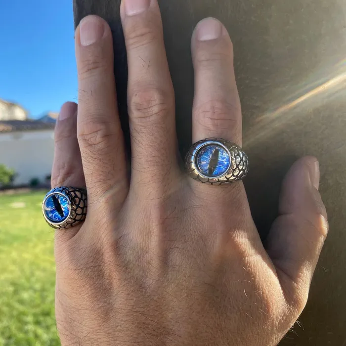 Rings Vivi Blue Reptile Eye Ring Snake Dinosaur Dragon Cat Lizard Stainless Steel Rings Vivi Blue Reptile Eye Ring Snake Dinosaur Dragon Cat Lizard Stainless Steel