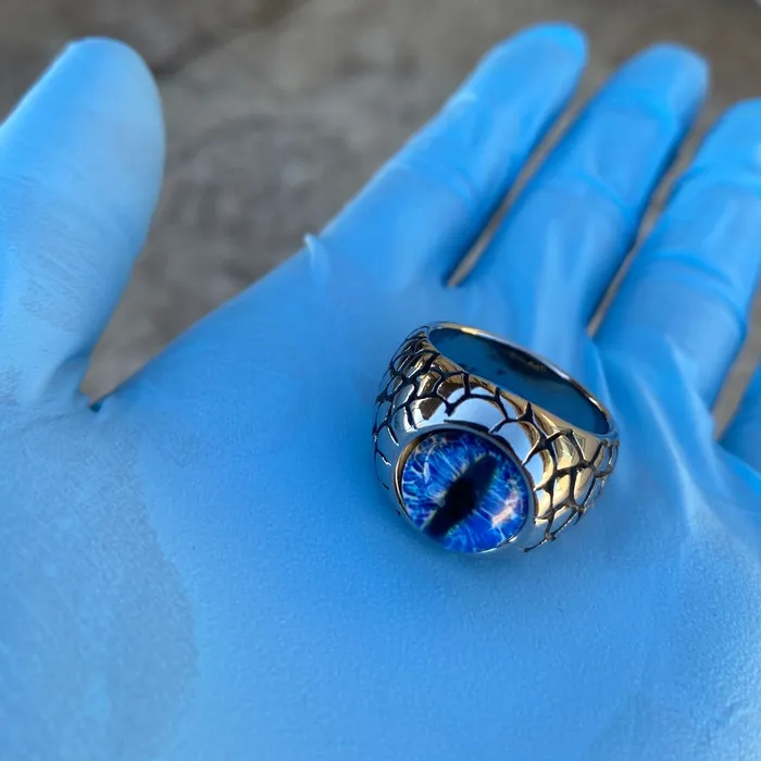 Rings Vivi Blue Reptile Eye Ring Snake Dinosaur Dragon Cat Lizard Stainless Steel Rings Vivi Blue Reptile Eye Ring Snake Dinosaur Dragon Cat Lizard Stainless Steel