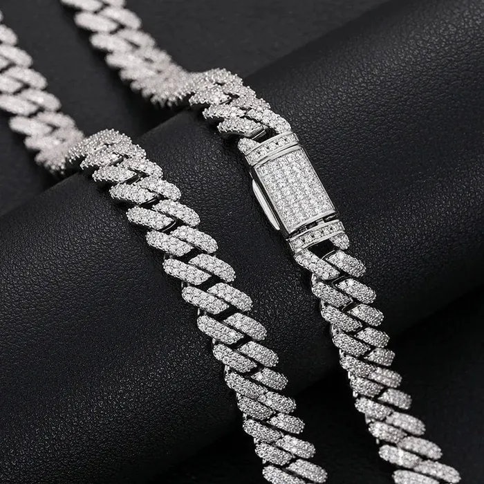 Rings VVS Jewelry 9mm VVS Moissanite Diamond 925 Sterling Silver Vermeil Cuban Chain