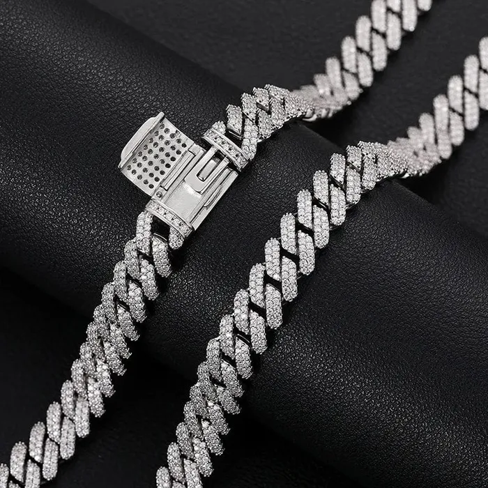 Rings VVS Jewelry 9mm VVS Moissanite Diamond 925 Sterling Silver Vermeil Cuban Chain