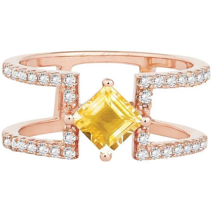 Rings Womens Ring Square Shape Citrine with White Topaz Size 7 BLW12437 Classic Rings Womens Ring Square Shape Citrine with White Topaz Size 7 BLW12437 Classic