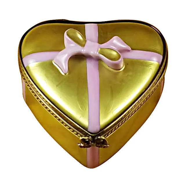 Rochard Limoges Necklaces Rochard Gold Heart with Pink Bow and Chocolates Limoges Box Rochard Limoges Necklaces Rochard Gold Heart with Pink Bow and Chocolates Limoges Box