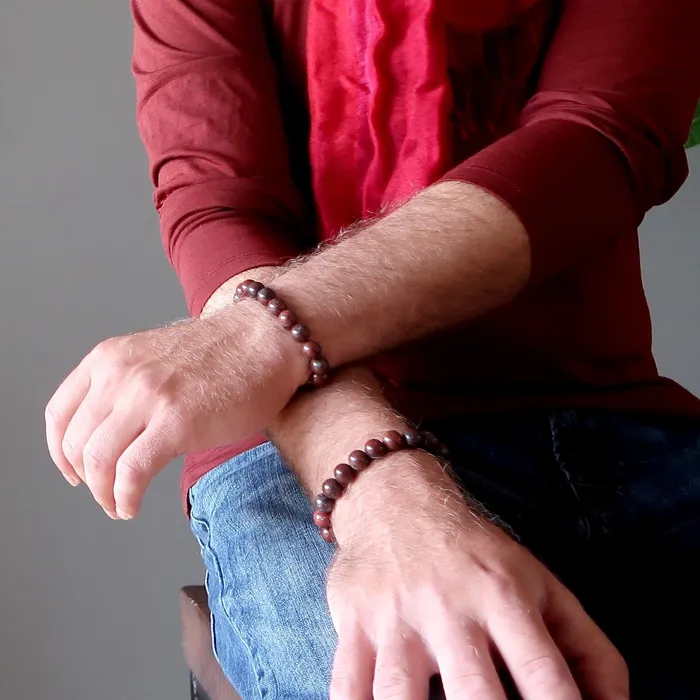 Satin Crystals Bracelets Poppy Jasper Bracelet Red Hematite Action