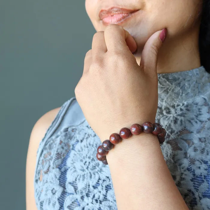 Satin Crystals Bracelets Poppy Jasper Bracelet Red Hematite Action