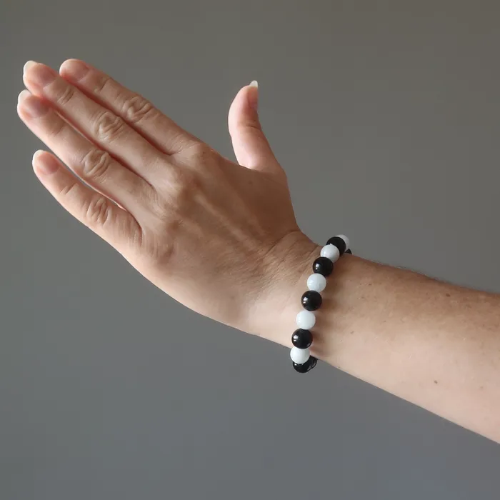 Satin Crystals Bracelets Rainbow Obsidian Bracelet Aqumarine Day and Night