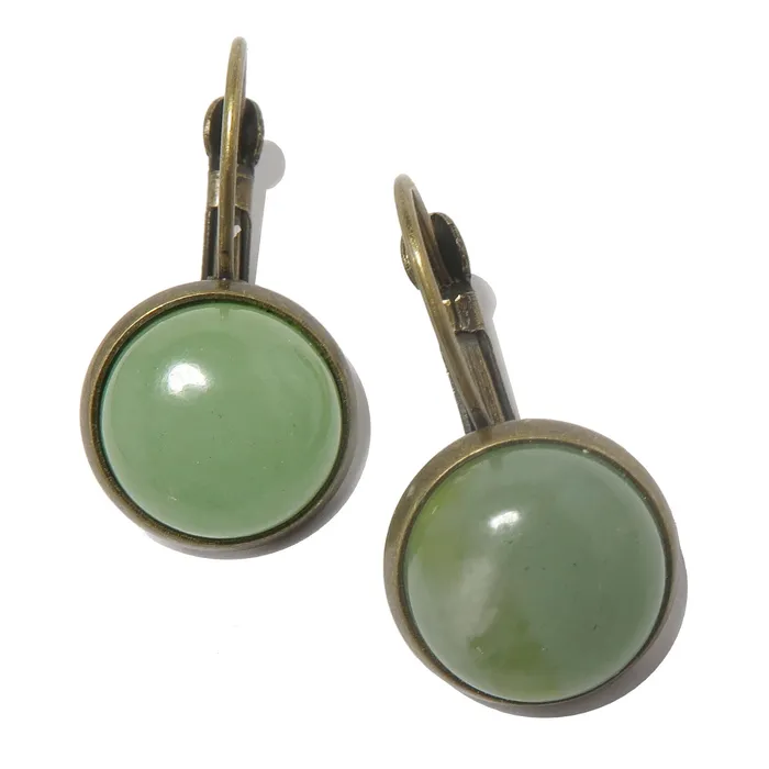 Satin Crystals Earrings Green Aventurine Earrings Abundance Token Bronze